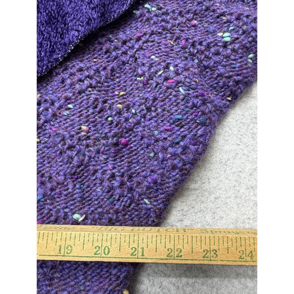 Vintage Purple‎ Tweed Knit Sweater Womens Large Beaded Dolman Cardigan Cape 80s - Picture 12 of 16